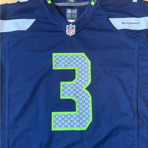 Navy Russell Wilson Seattle Seahawks Nike jersey Youth large NFL Seahawks - Picture 8 of 10